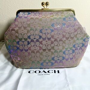 Coach Rainbow Crystal Kisslock Large Frame Bag #A11